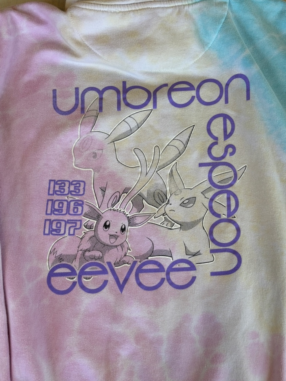 Pokémon Eevee Evolutions Tie Dye Hoodie - Umbreon & Espeon - Picture 10 of 10